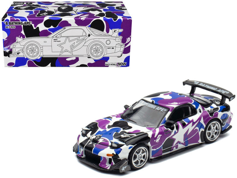 Pop Race x A Bathing Ape® Mazda RX-7 FD – Purple Camo Edition - 1:64 Scale