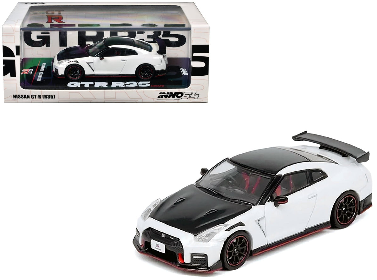 Inno64 Nissan GT-R R35 Nismo 2019 Special Edition – White with Carbon Hood - 1:64 Scale