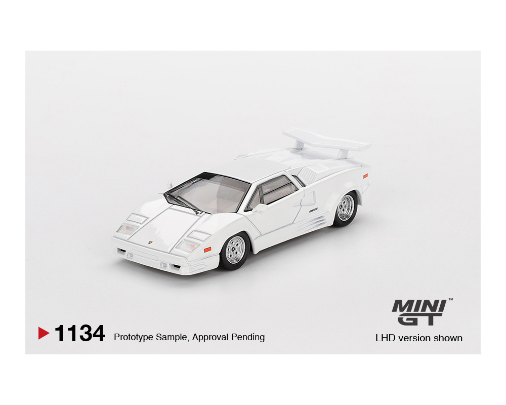 White Mini GT 1:64 Lamborghini Countach 25th Anniversary prototype sample