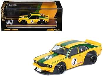 Inno64 LB Works Mazda RX-3 Savanna #3 – Yellow & Green - 1:64 Scale