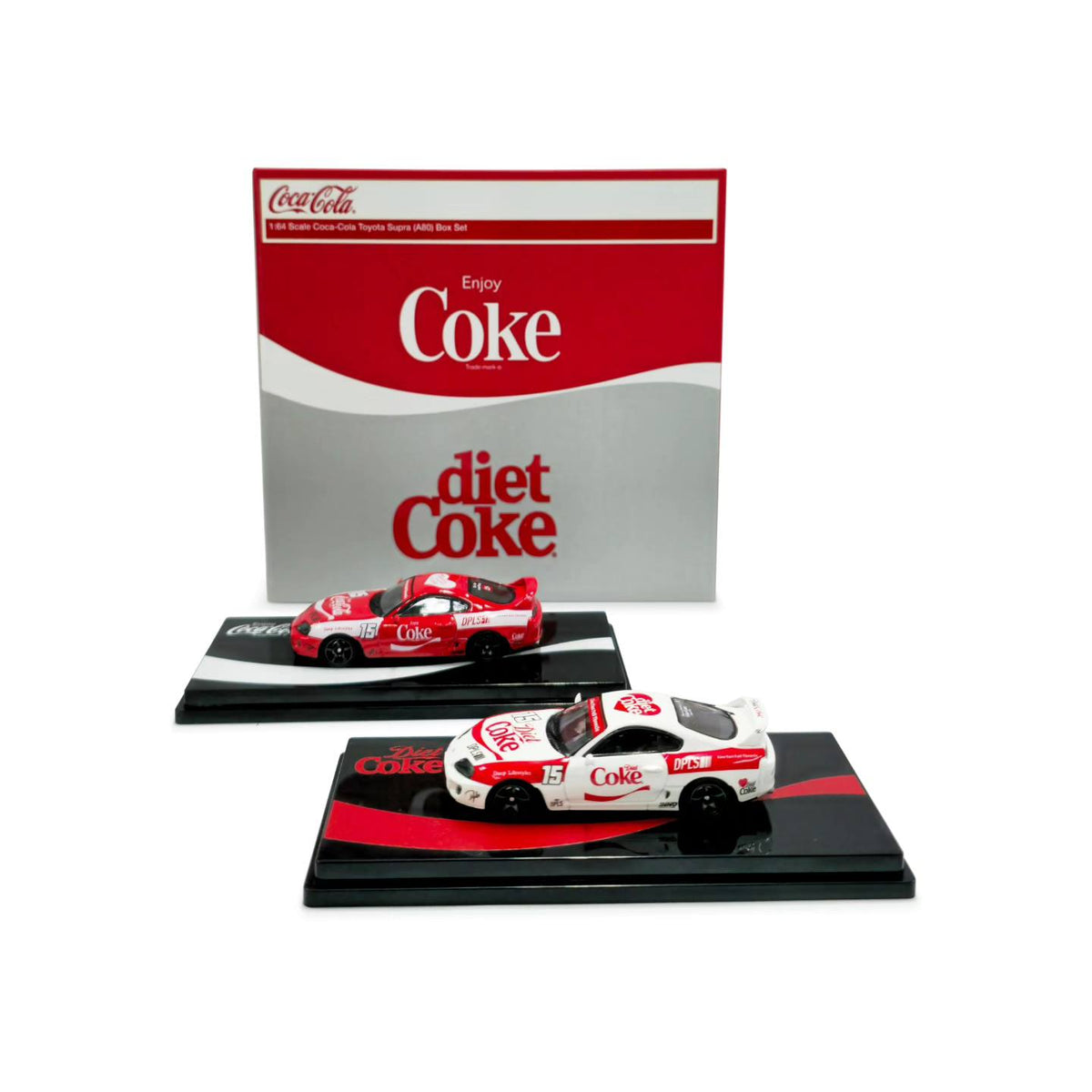 Inno64 Coca-Cola Toyota Supra A80 #15 – Coke & Diet Coke 2-Pack Box Set - 1:64 Scale