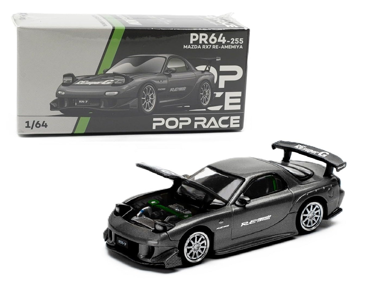 Pop Race Mazda RX-7 FD3S – RE-Amemiya Widebody RHD Gunmetal Gray - 1:64 Scale