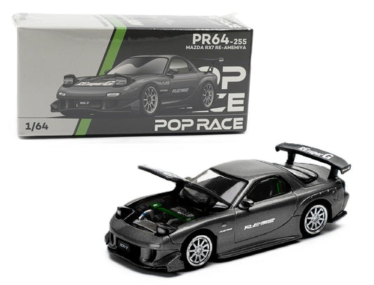 Pop Race Mazda RX-7 FD3S – RE-Amemiya Widebody RHD Gunmetal Gray - 1:64 Scale