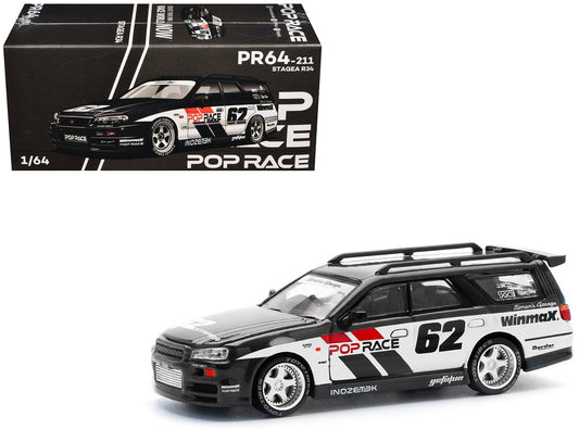 Pop Race Nissan Stagea R34 – Black #62 Pop Race Livery - 1:64 Scale