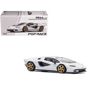 Pop Race Lamborghini Countach LPI 800-4 – White with Carbon Accents - 1:64 Scale