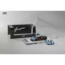 Blue HKM Pagani Huayra Coupe die-cast model with display base and HKM packaging