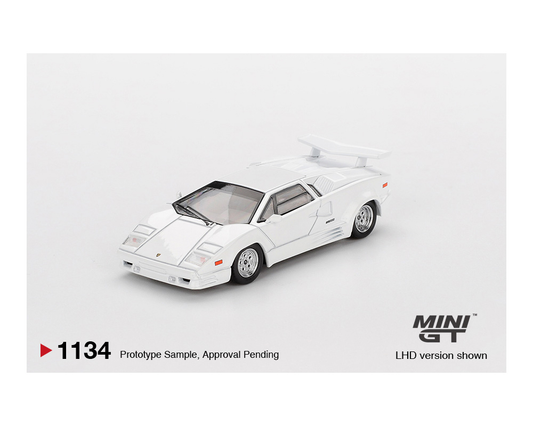 White Mini GT 1:64 Lamborghini Countach 25th Anniversary prototype sample