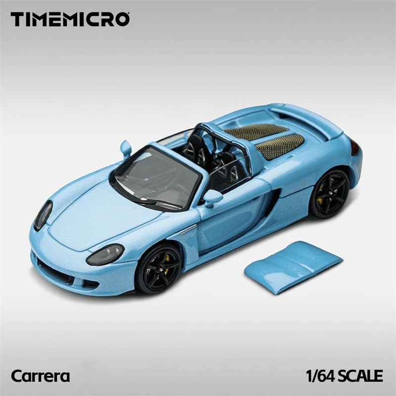 Time Micro 1:64 Porsche Carrera GT roadster in Bay Blue with black wheels and separate blue panel
